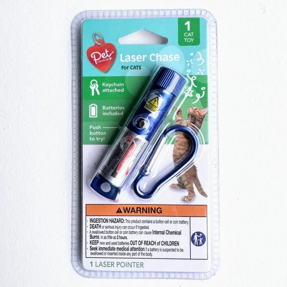 PET CENTRAL Laser Chase Pet Cat Dog Toy Key Chain NEW